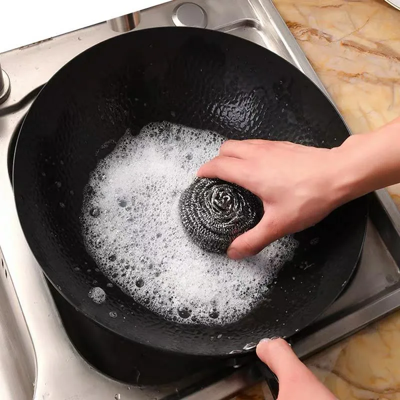 Household Daily Necessity Products Stainless Steel Spiral Scourer Cleaning Ball