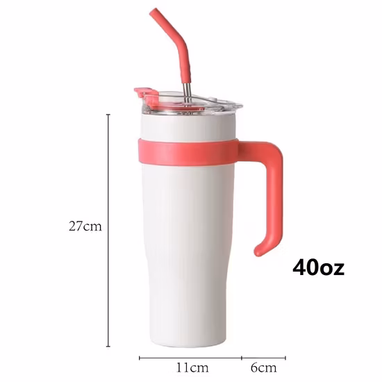 Vaso de vacío de 30oz y 40oz, termo de acero inoxidable de doble pared con aislamiento, botella de agua con tapa y asa, pajita